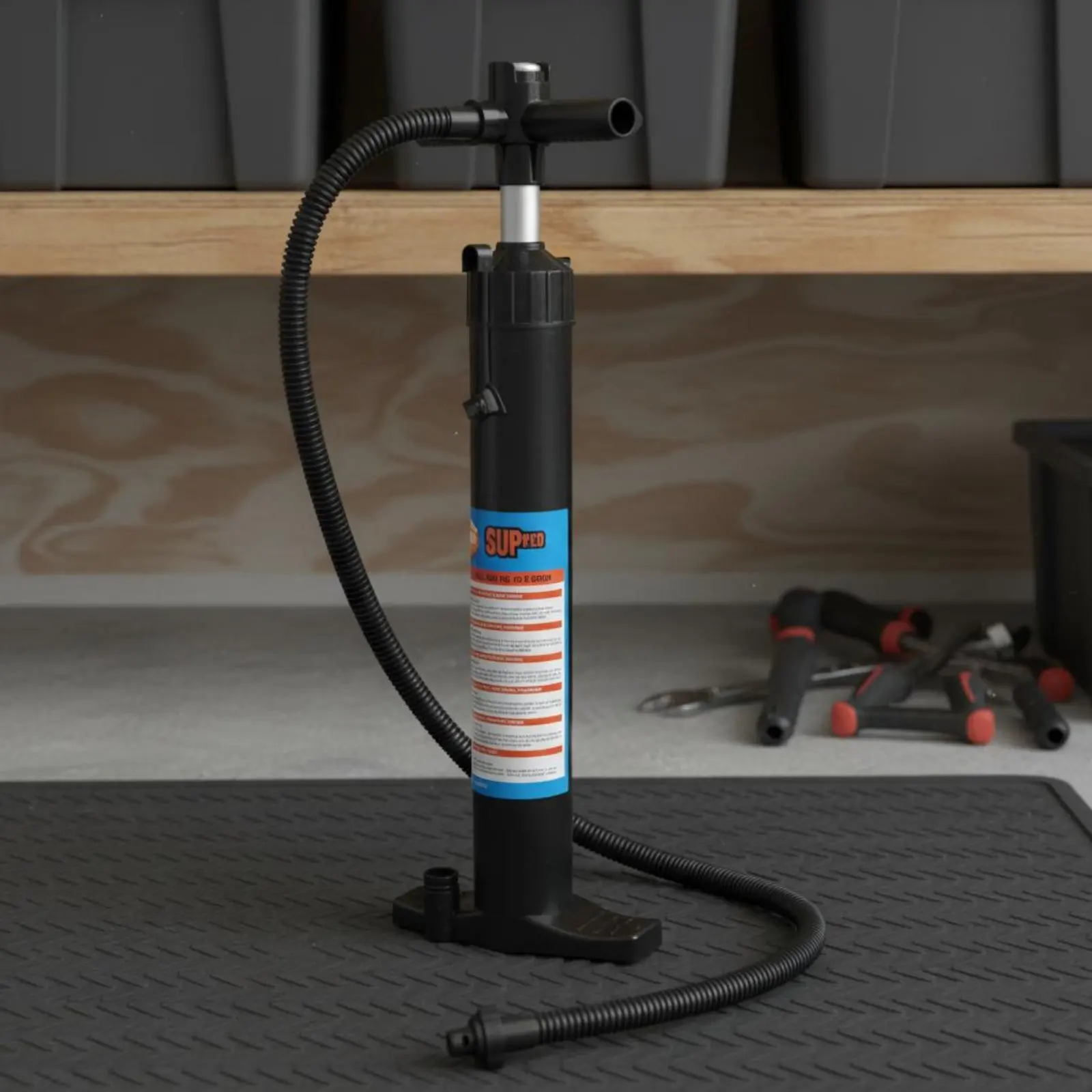 Фото Ручной насос двойного действия 27,5 PSI для SUP-досок, портативный, черный, для озер и рек №3