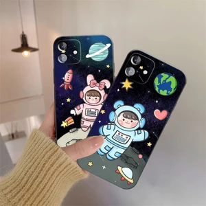 Cute Cartoon Astronaut Phone Case For iPhone 11 Pro 13 12 Mini MAX X XR XS 8 7 Plus SE 2020 6 6s Carcasa Coque Back Funda Soft
