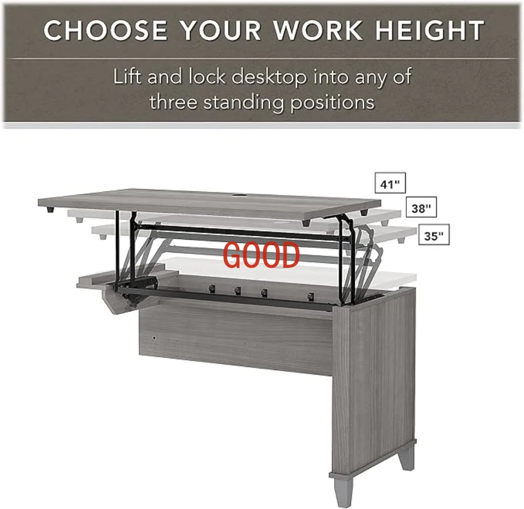 72 Вт 3-позиционный стол L-образной формы для сидения и стойки с ящиком платиновый