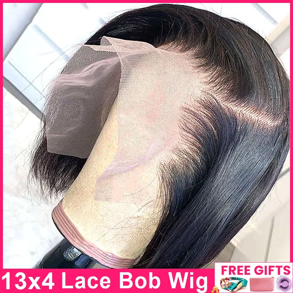 

13x4 Lace Wig Short Bob Wig Pre Plucked Bone Straight Human Hair Wigs For Women Double Drawn Virgin Human Hair Wig Bob Lace Wigs