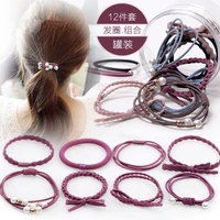 new hot sale 12pcs pet set girls hair ties ponytail holder multi colors rubber band hair elastic