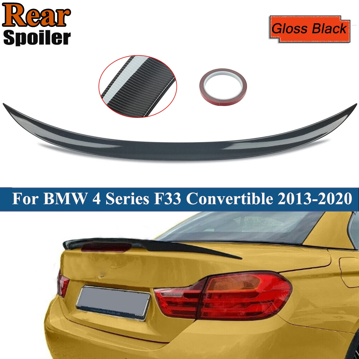 Купи MagicKit Rear Wing Lip Spoiler For BMW F33 Convertible 4 Series F83 MP Style Trunk Wing Carbon Fiber 2013-2020 за 3,550 рублей в магазине AliExpress