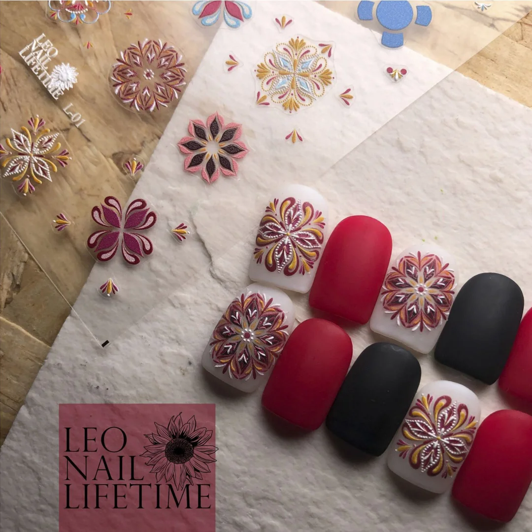 

3D Ethnic Nail Sticker Engraved Nail Stickers Retro Vintage Nationality Diy Nail Art Decorations Nail Decals Design 2022