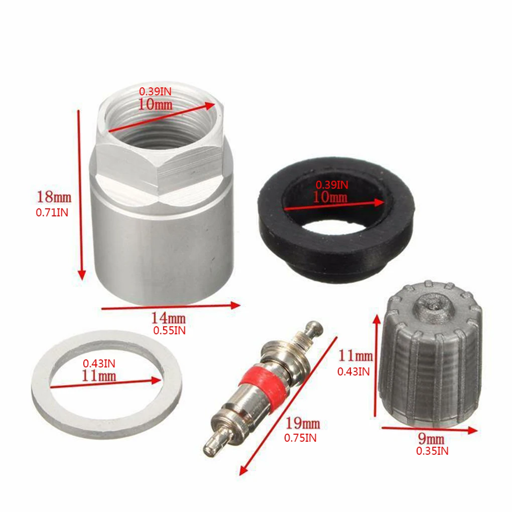 

5 Pcs set Universal Car Tire Pressure Sensor Repair Rebuild Kit Nut Valve Core Cap Set Automotive Accessories