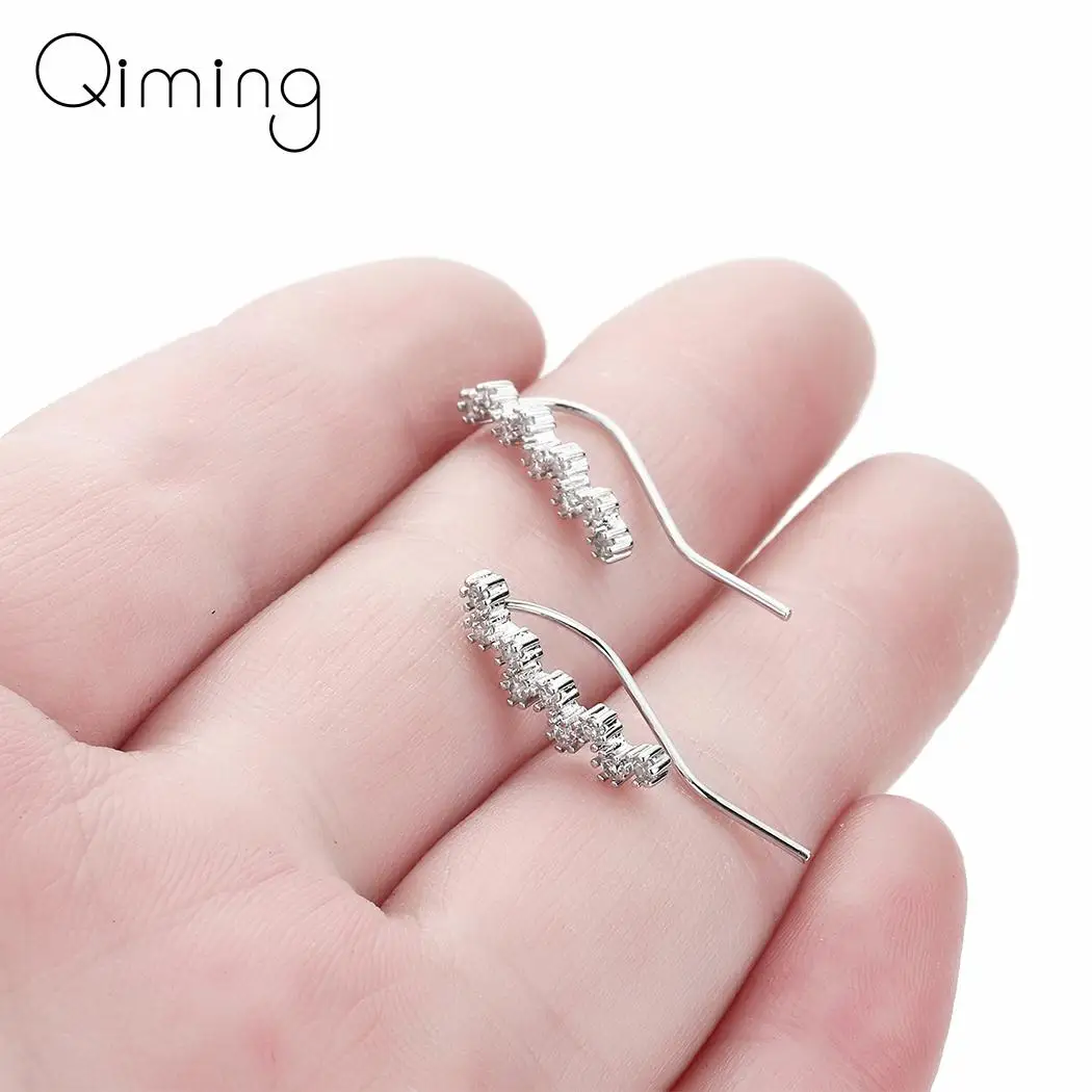 

Женские серьги на гусеничном ходу Tendy Leaf, эффектные ювелирные украшения с цирконами и кристаллами, подарок подруге невесты