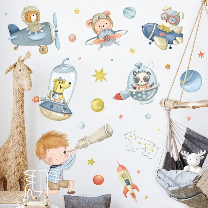 

Wallpapers Cartoon Sky Astronaut for Children's Kids Room Decoration Wall Posters Waterproof Self-adhesive Wall Stickers