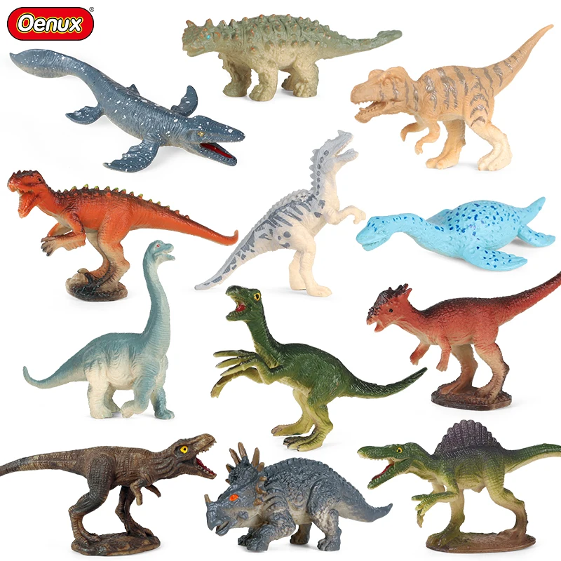

Oenux Jurassic Animal Set Dinosaur Brinquedo T-Rex Saichania Stegosaurus PVC Model Action Figures Miniature Collection Kid Toy