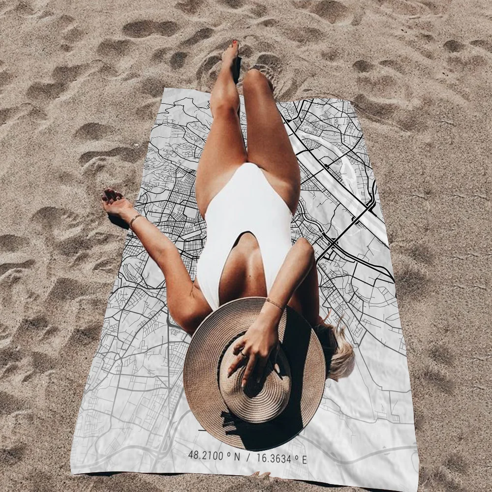 Пользовательские город M-MapS.jpg Пляжные полотенца Полотенце для душа Сауна