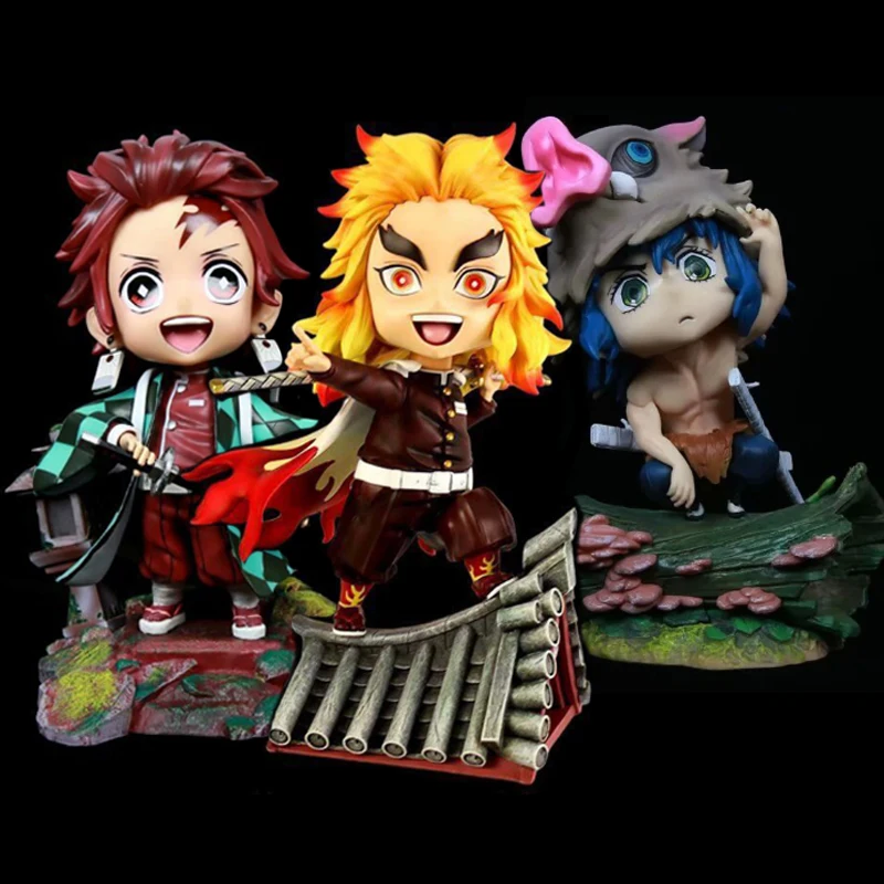 

18cm Anime Demon Slayer Rengoku Kyoujurou Kamado Tanjirou Action Figure PVC Q Version Kisatsutai SH Yanzhu Collection Model