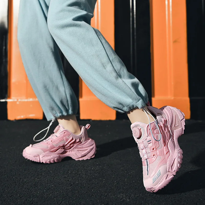 Кроссовки мужские сетчатые на толстой подошве с вращающейся пряжкой | Спорт и