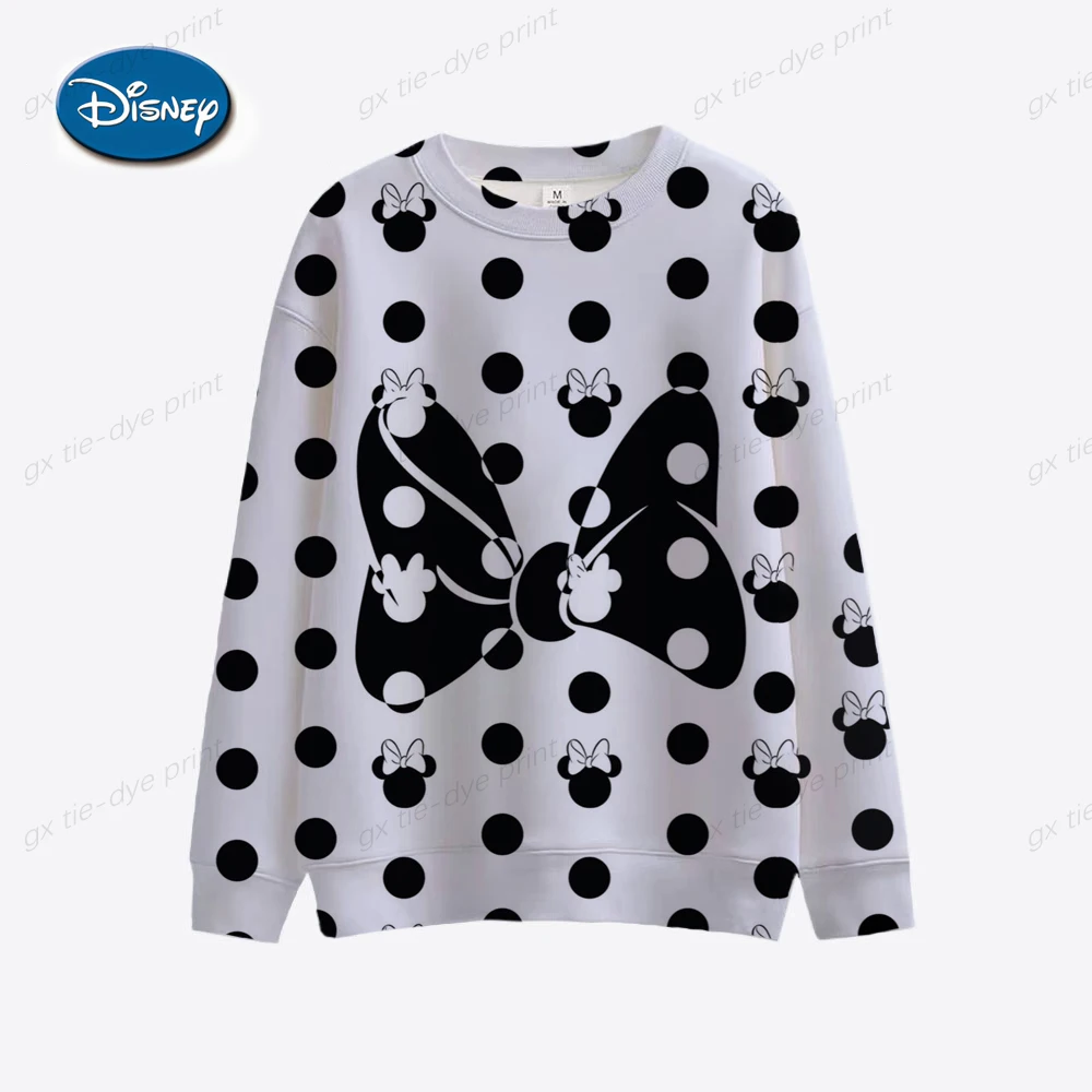 

Autumn Yuansu Street Crew Neck Pullover Hoodless Disney Minnie Mickey Animation Print 2022 New Fashion Casual Women's Top