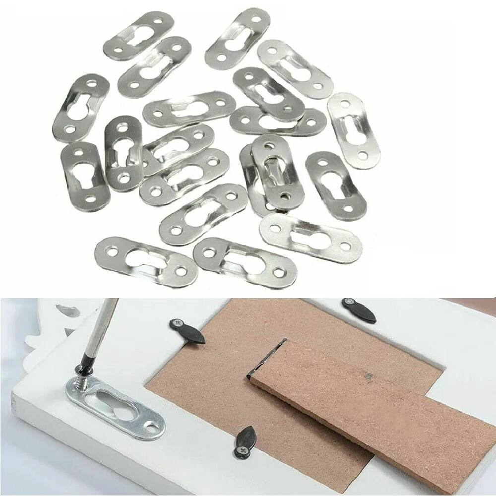 

10Pcs 45x16mm Wall Mount Picture Hangers Metal Rail Hanging Plate for Signs Photo Frame Oil Painting Cross-stitch Poster Display