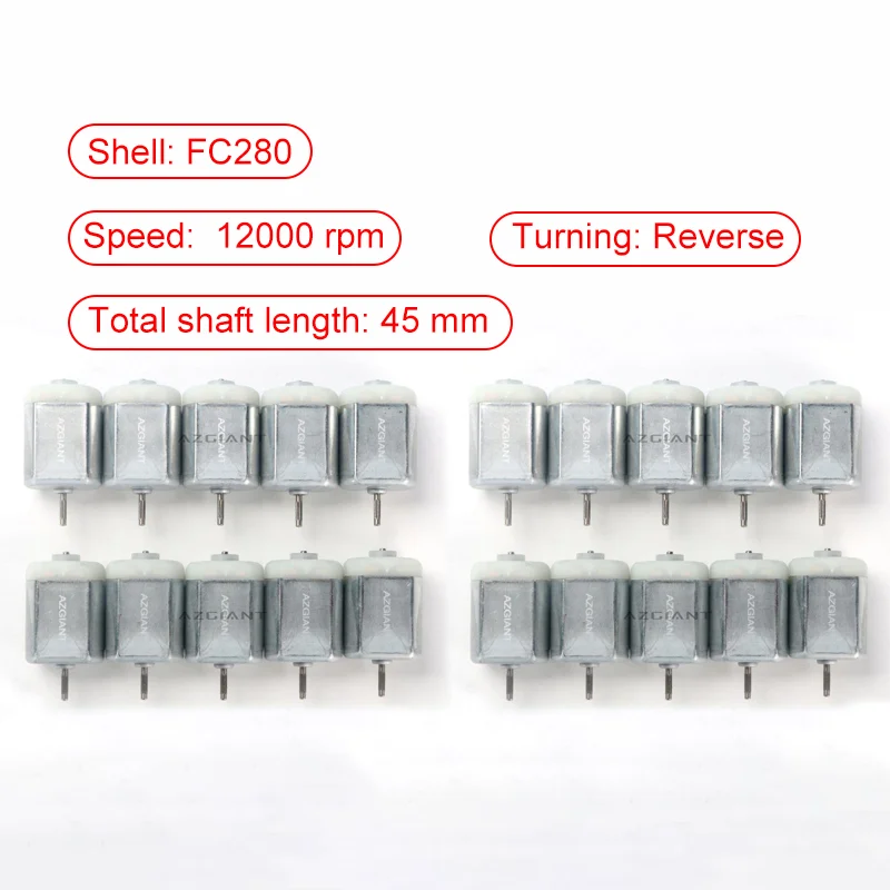 

Двигатель постоянного тока FC280, 12000 об/мин, 45 мм, 20 шт.