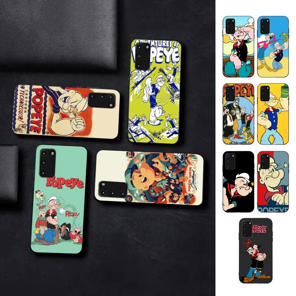

Retro cartoon illustration po pe ye spinach Phone Case For Samsung S 9 10 20 21 22 23 30 23plus lite Ultra FE S10lite Fundas