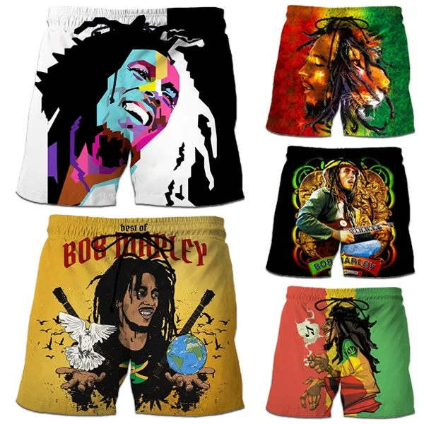 

Men's Ladies Cool Fashion Reggae Style Music Beach Shorts Harajuku Bob Marley 3D Print Board Shorts Casual Men Swimwear