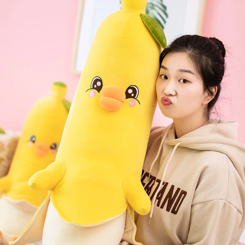 

Kawaii Banana Duck Throw Pillow Plush Toy Cute Banana Duck Clip Leg Pillow Sofa Cushion Rag Doll Send Girls