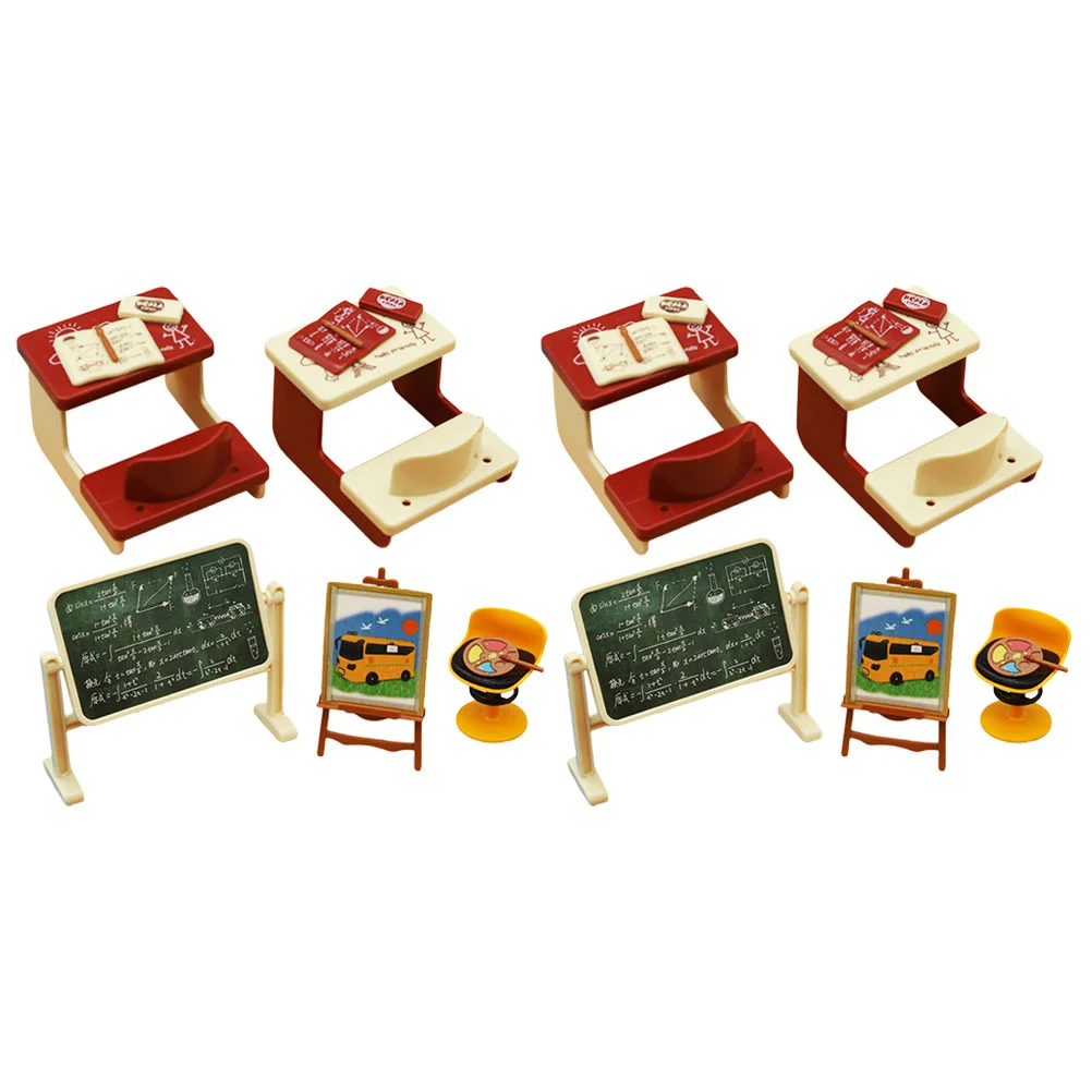 

2 набора настольных миниатюрных декоративных реалистичных классных аксессуаров для меловой доски