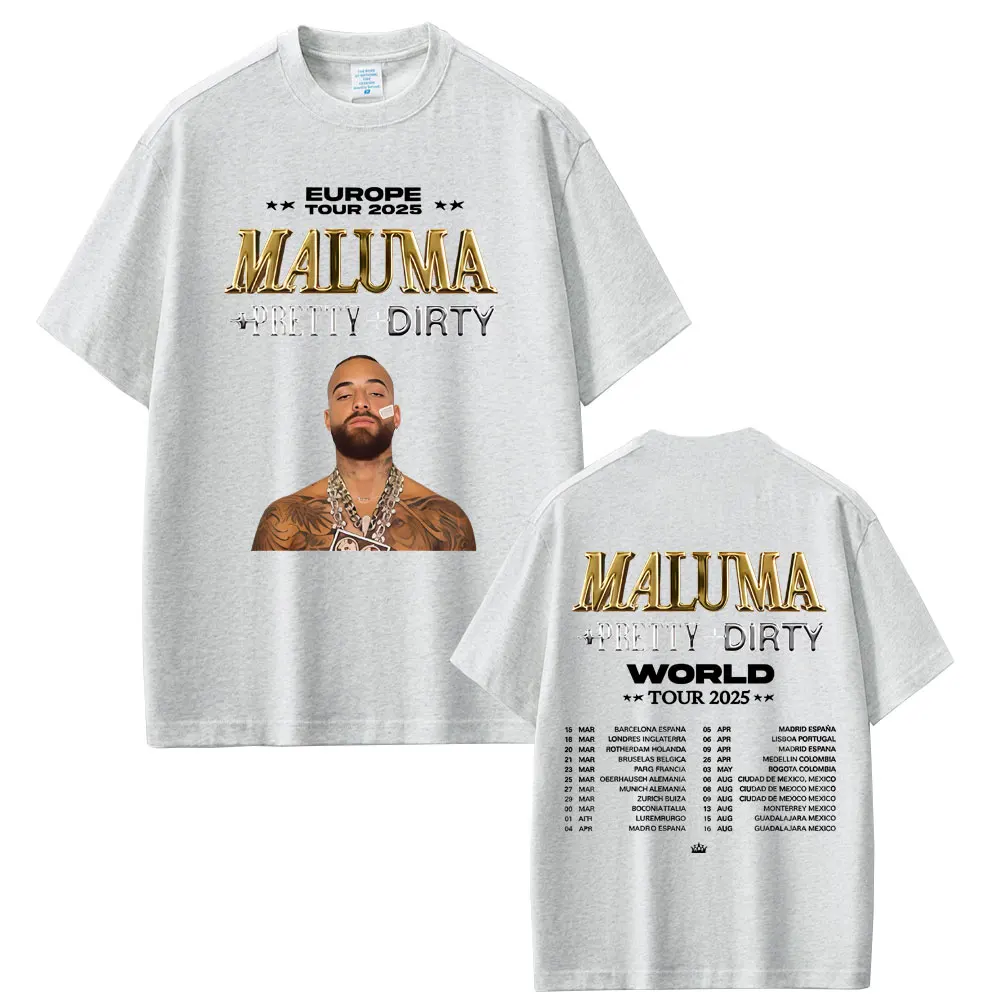 Фото Рэпер Maluma Pretty Dirty Europet Tour 2025 Футболка Мужчины Женщины Хип-Хоп Модная Тенденция Футболка Мужская Негабаритная Футболка С Коротким Рукавом №5