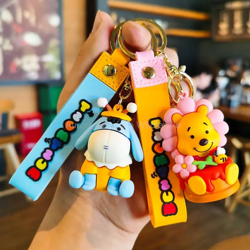 

Cartoon Anime Disney Keychain Mickey Mouse Minnie Pooh Bear Lilo & Stitch Keyring Ornament Key Chain Car Pendant Kids Toys Gift