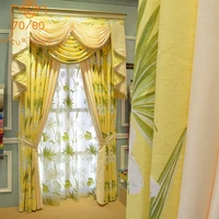 pastoral girl high grade lemon yellow printing stitching blackout curtains for living room bedroom dining room finished