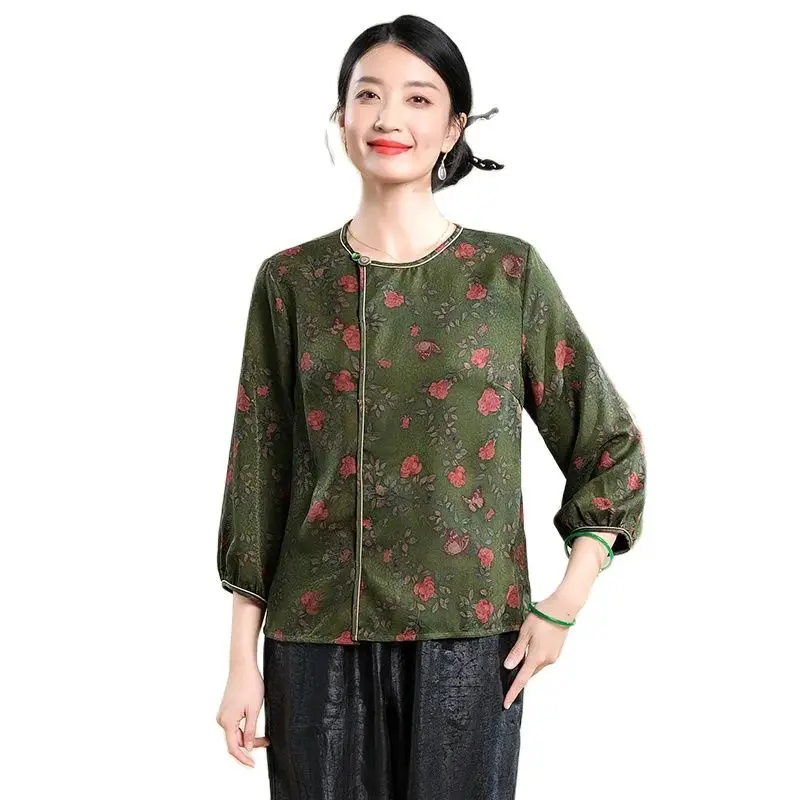 Поливальная Марля BirdTree рубашки из 100% натурального шелка женские цветочные с