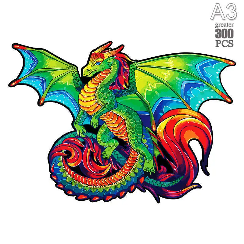 

Dragon puzzle 2022 Animal Puzzle For Kids 3D Wooden Jigsaw Toys Puzzles Family Educational Holiday Christmas Gifts Wooden Jigsaw