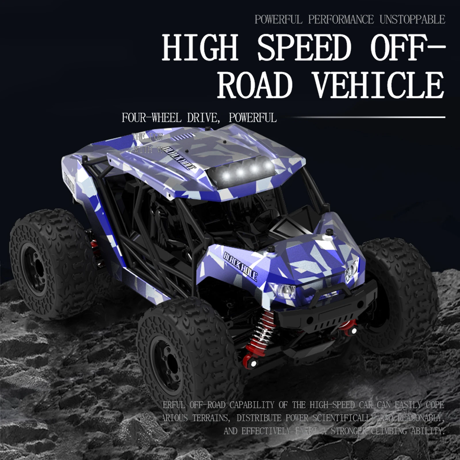 1/18 36km/h Off-Road Vehicle All Terrains 4WD 4CH 2.4GHz RC Off-Road Vehicle High Speed with LED Headlight Full Scale for Adults