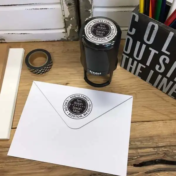 

Personalized Round Self-Inking Rubber Stamp - The Roets