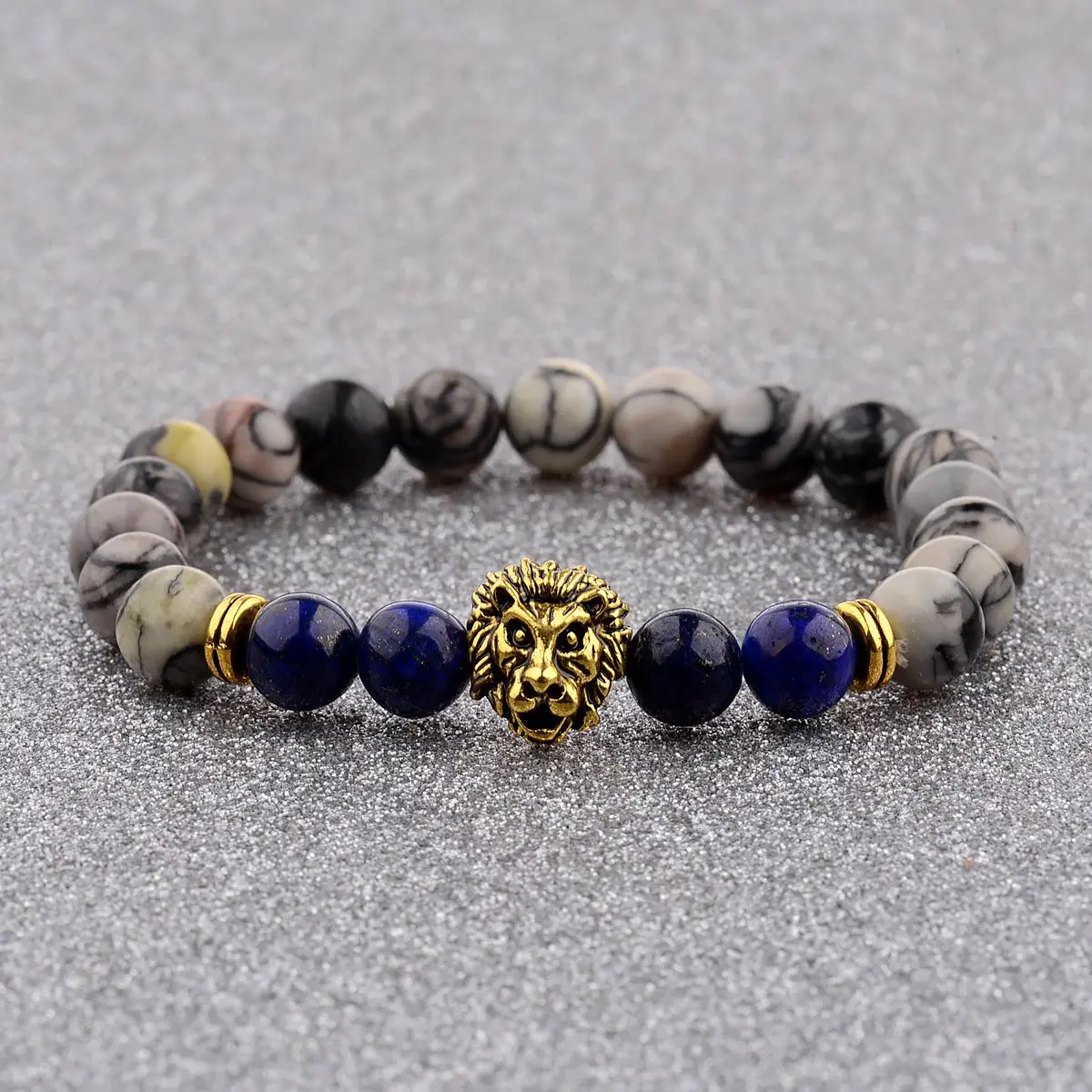

Super Cool Lion Head Stone Beads Bracelet Healing Balance Prayer Natural Stone Yoga Bracelet For Men Women