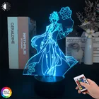 Ночной светильник Genshin Impact Zhongli, 3D фигурка аниме, детский подарок, светодиодная декоративная прикроватная лампа для спальни