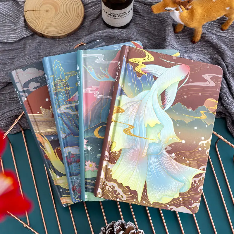 

Chinese Style Diary Personalized Creative Color Page Illustration Cute Notebook Student Manual Ledger Notepad Notebooks