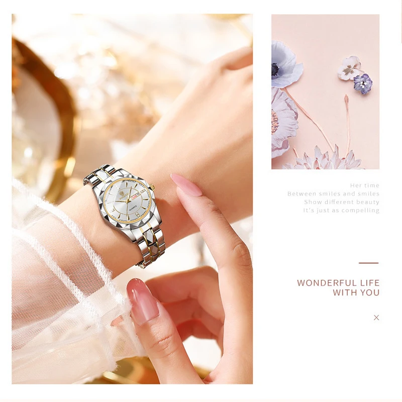 BINBONG Luxury Brand Automatic Mechanical Women Watch Waterproof Fashion Diamond Dial Luminous With Weekly Calendar Reloj Mujer