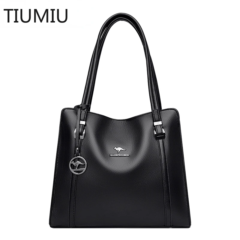 

Genuine Soft Leather Handbags for Women Vintage Shoulder Tote Bag Luxury Designer Ladies Large Capacity Purse Bags Sac A Main