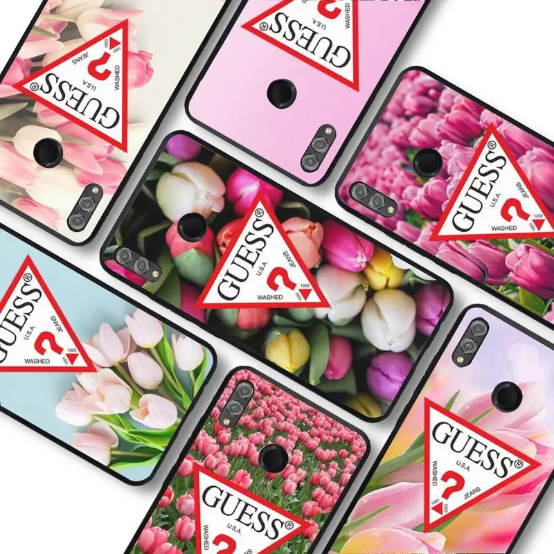

Brand Guess Tulip Flower Phone Case For Huawei honor10Lite 10i 20 8x 10 Honor9lite 9xpro Coque