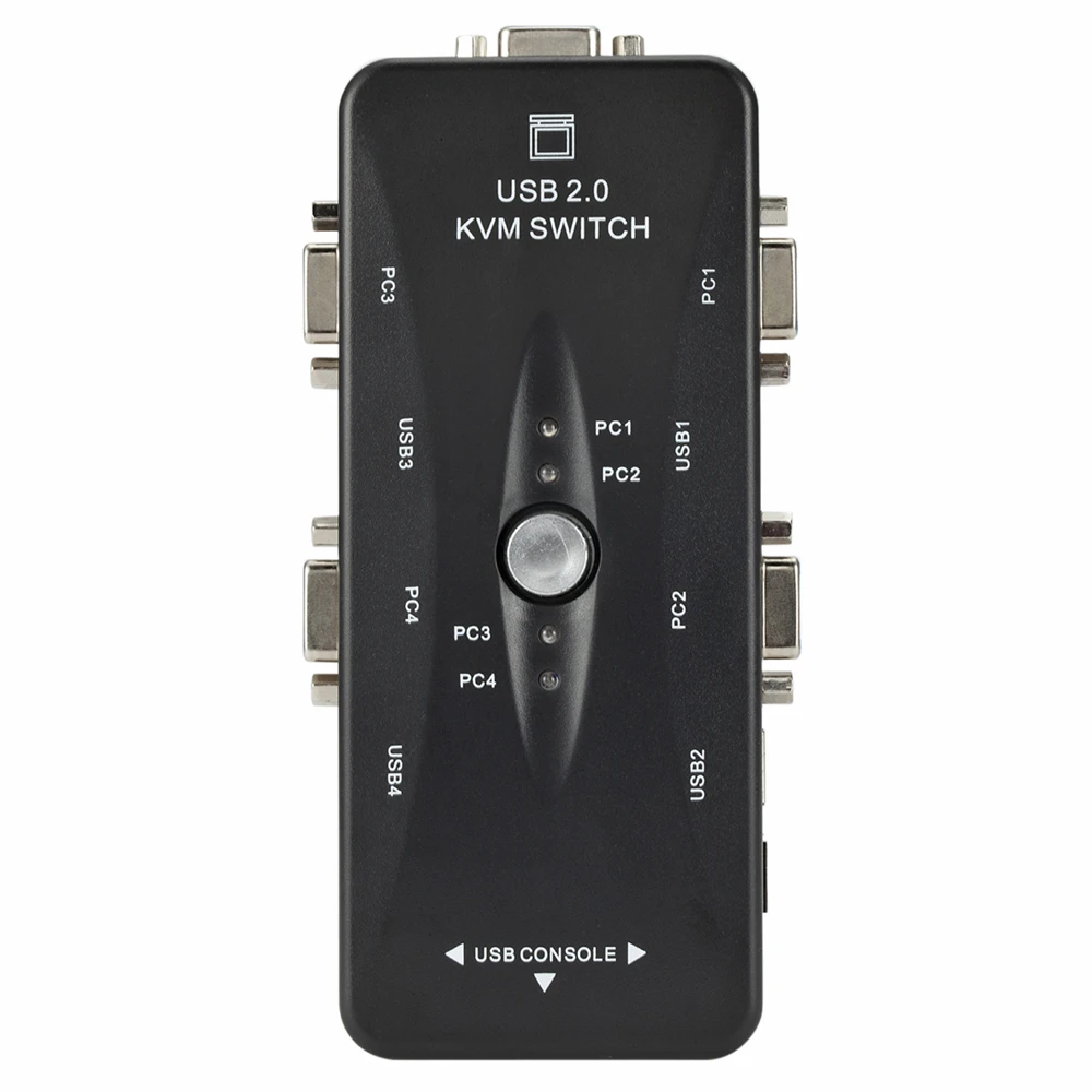 Новый 4-портовый USB 2,0 KVM-переключатель мышь/клавиатура/VGA видеомонитор 250 МГц X