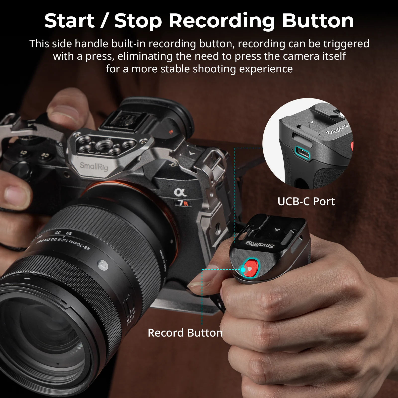 Фото Боковая рукоятка SmallRig с триггером Rec для Sony A7R V/A7R III/A7 IV/A7S III/FX3/FX30/A6600/A6400, для Canon, для FUJIFILM -4928 №2