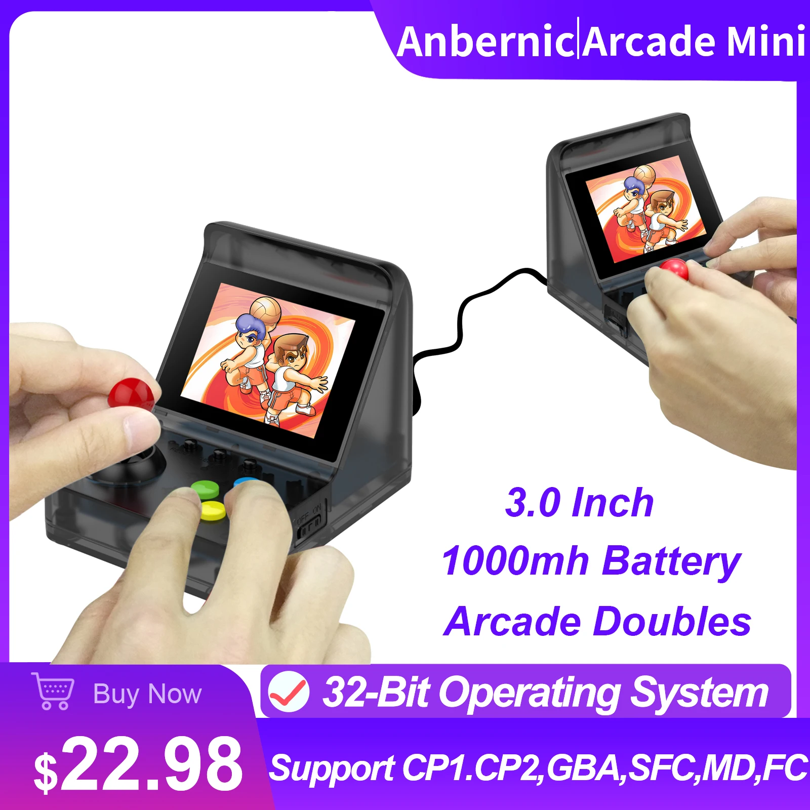 

ANBERNIC Ретро аркадная Мини 32 бит 520 игры портативная игровая консоль портативная Ретро видео Игровая приставка детские подарки