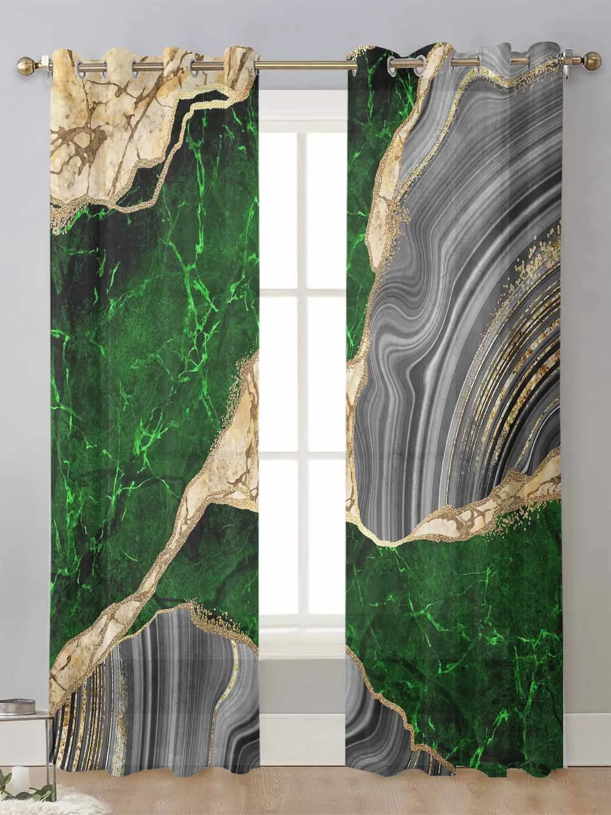 

Green Marble Texture Sheer Curtains For Living Room Window Screening Transparent Voile Tulle Curtain Cortinas Drapes Home Decor