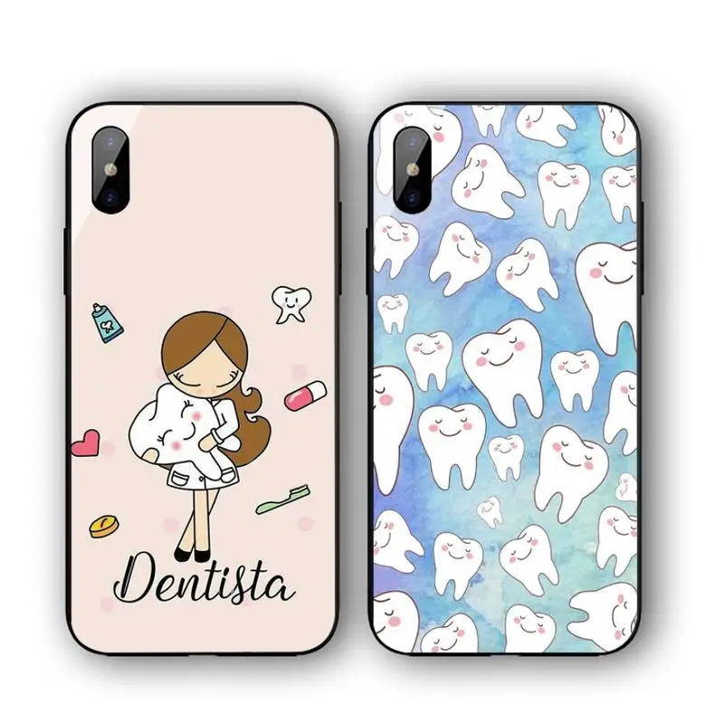

Cute Dentist Teeth Phone Case For Iphone 11 12 13 14 Pro Max 7 8 Plus X Xr Xs Max Se2020 Tempered Glass Cove