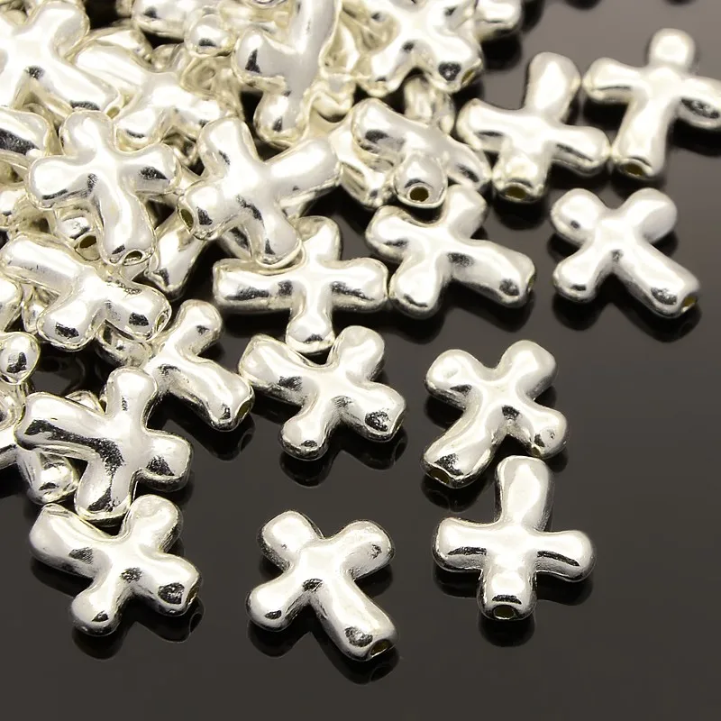 

20pc Alloy Beads Cross Lead Free and Cadmium Free Silver Color Plated 14x12.5x4mm Jewelry Making Easter