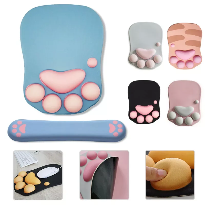 

NEW Mouse Pad Soft Silicone Cute Cat Paw Mouse Mat Memory Foam Wrist Rests Cushions Mousepad for kids Laptop Computer Mousepad