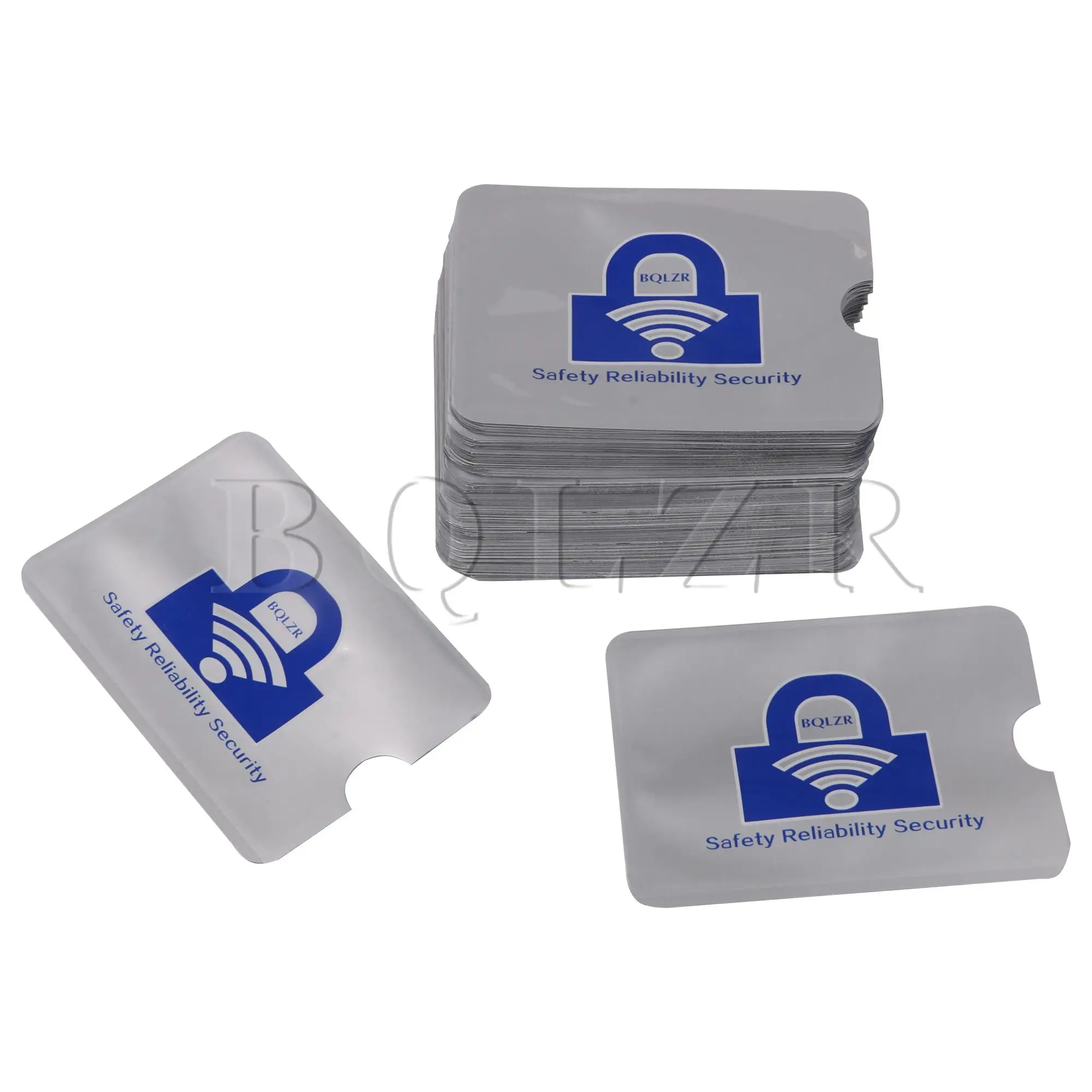 

BQLZR 100x RFID Blocking Sleeves Card Holder Secure Blocker 3.58"x2.48" Silver