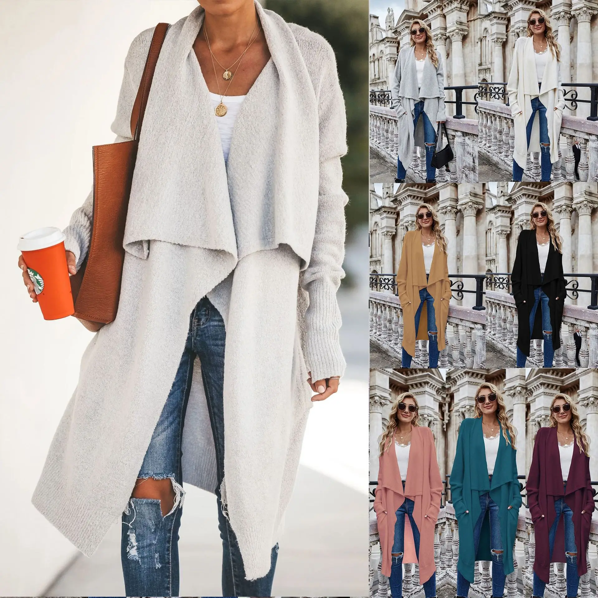 

2022 winter new long style personality fashion temperament knitted coat