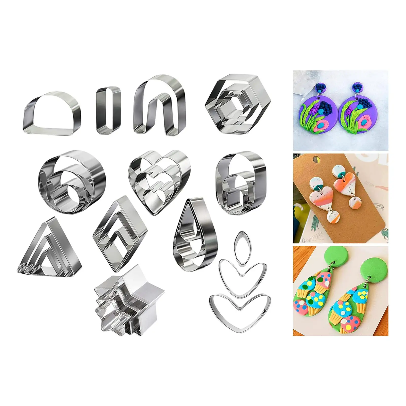 18pcs Stainless Steel Polymer Clay Earring Cutters Baking Mould Handmade DIY Craft for Kitchen Jewelry Making Cake - купить по