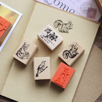 1pc forest world cute diy wooden rubber stamps diary scrapbooking stamps set