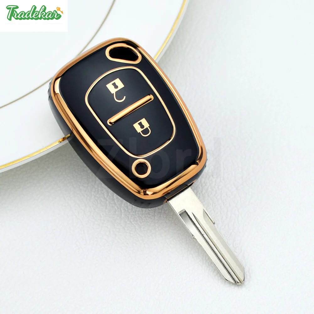 Чехол для автомобильного ключа из ТПУ с золотистыми краями и 2 кнопками