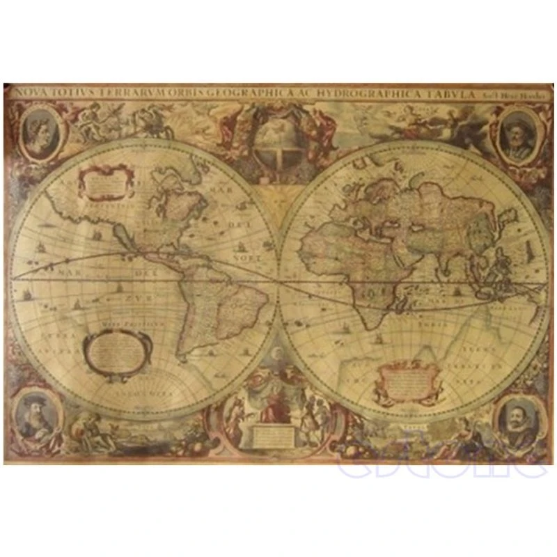

Ретро карта мира плакат VFGTERTE 71x50 см