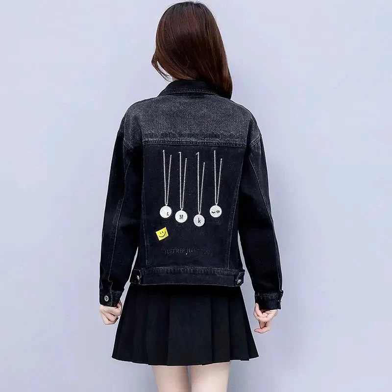 

Denim Jacket Womens 2022 Spring Autumn New Loose Fashion All-match Casual Jeans Jacket Short Embroidery Large Size Outerwear