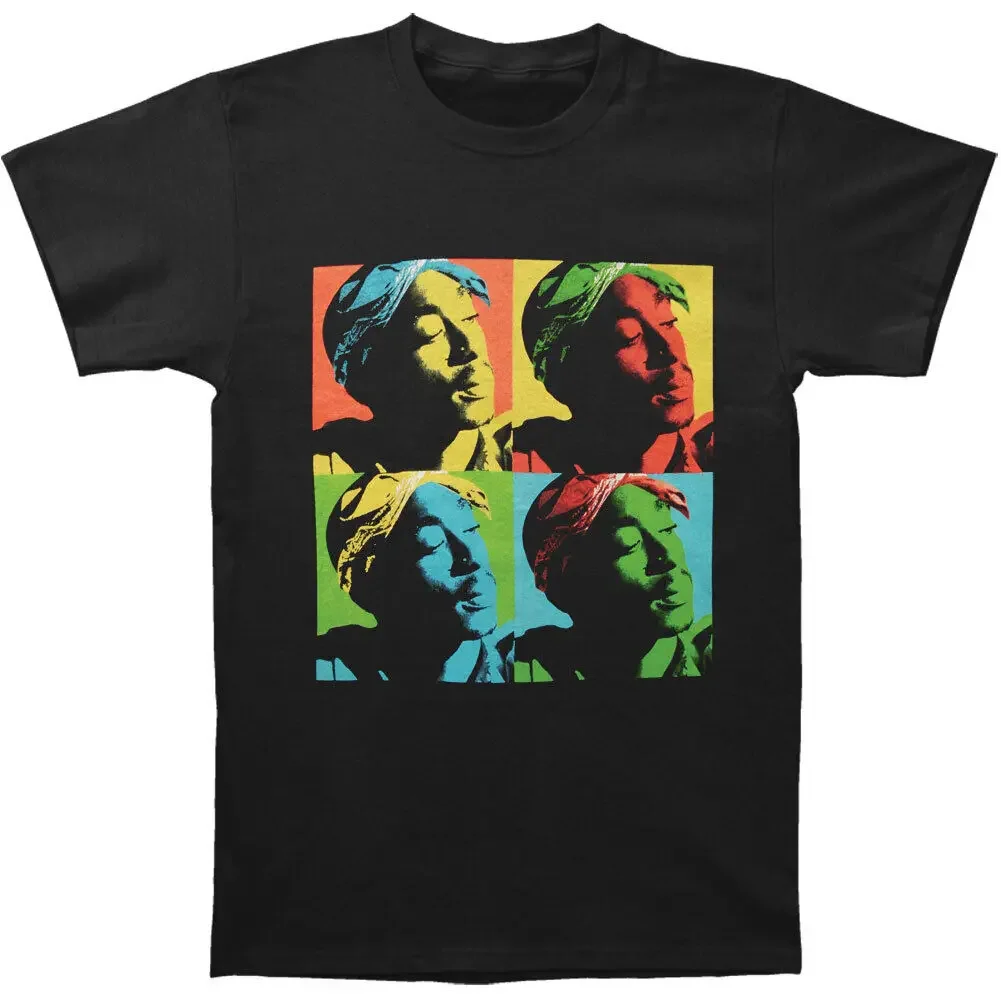 Мужская футболка Tupac Pop Art средней длины Черная