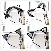 cat ears plush bell hair hoop cat girl suit lace lady girl hairband black cat ears head sexy headband party hair accessories